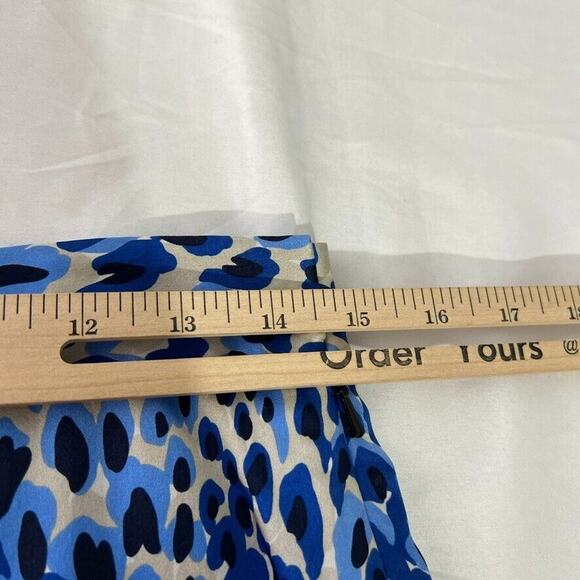 Tibi New York 100% Silk Abstract Print Skirt Women's 6 Blue Beige Knee Length - Picture 10 of 11